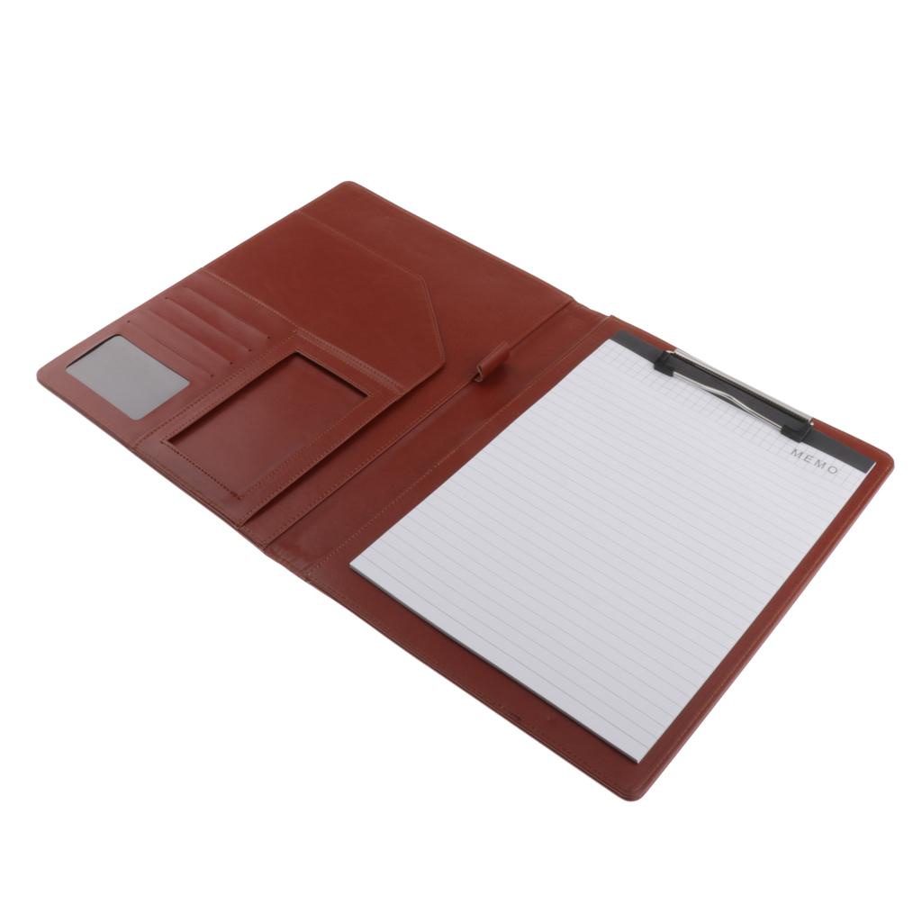 File Folder Paper Organizer Document Holder Writing Pad PU Leather Ligth Brown