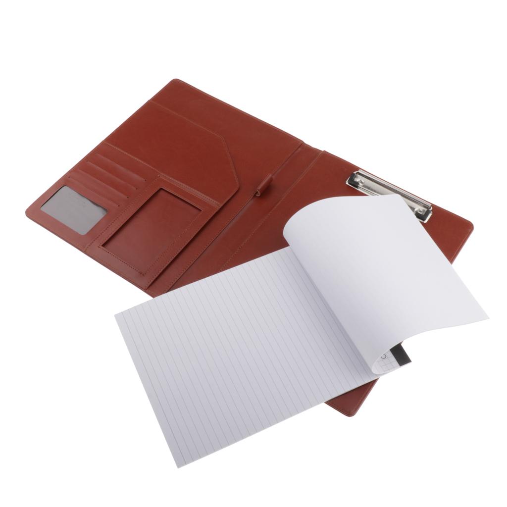 File Folder Paper Organizer Document Holder Writing Pad PU Leather Ligth Brown