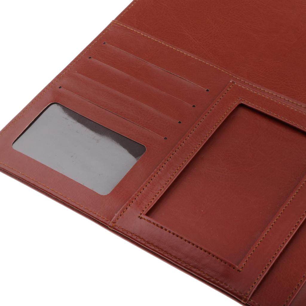 File Folder Paper Organizer Document Holder Writing Pad PU Leather Ligth Brown