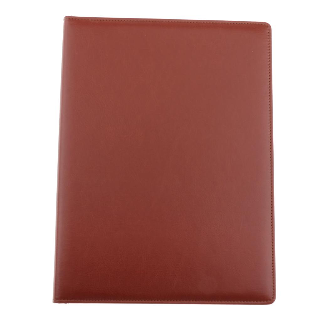 File Folder Paper Organizer Document Holder Writing Pad PU Leather Ligth Brown