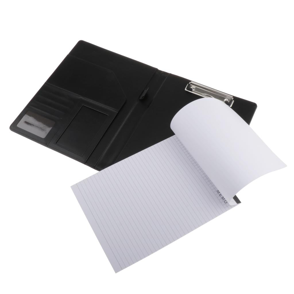 File Folder Paper Organizer Document Holder Writing Pad PU Leather Black