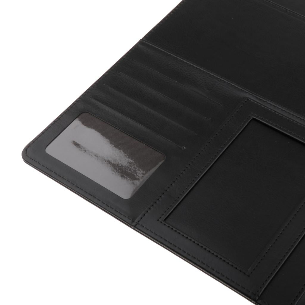 File Folder Paper Organizer Document Holder Writing Pad PU Leather Black