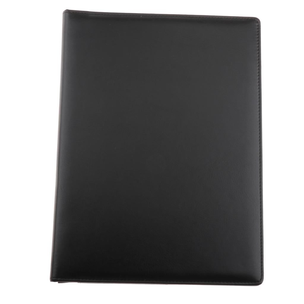 File Folder Paper Organizer Document Holder Writing Pad PU Leather Black