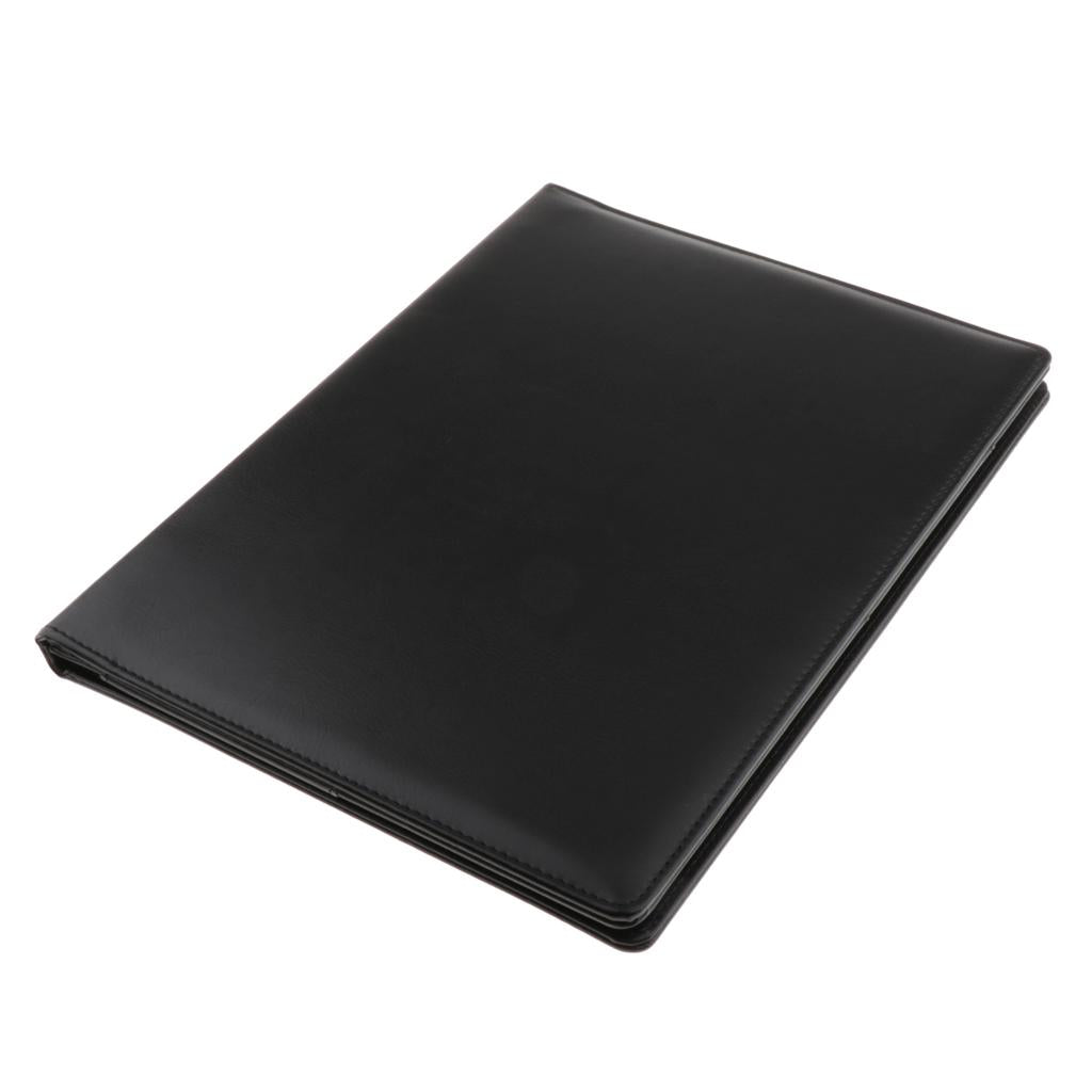 File Folder Paper Organizer Document Holder Writing Pad PU Leather Black