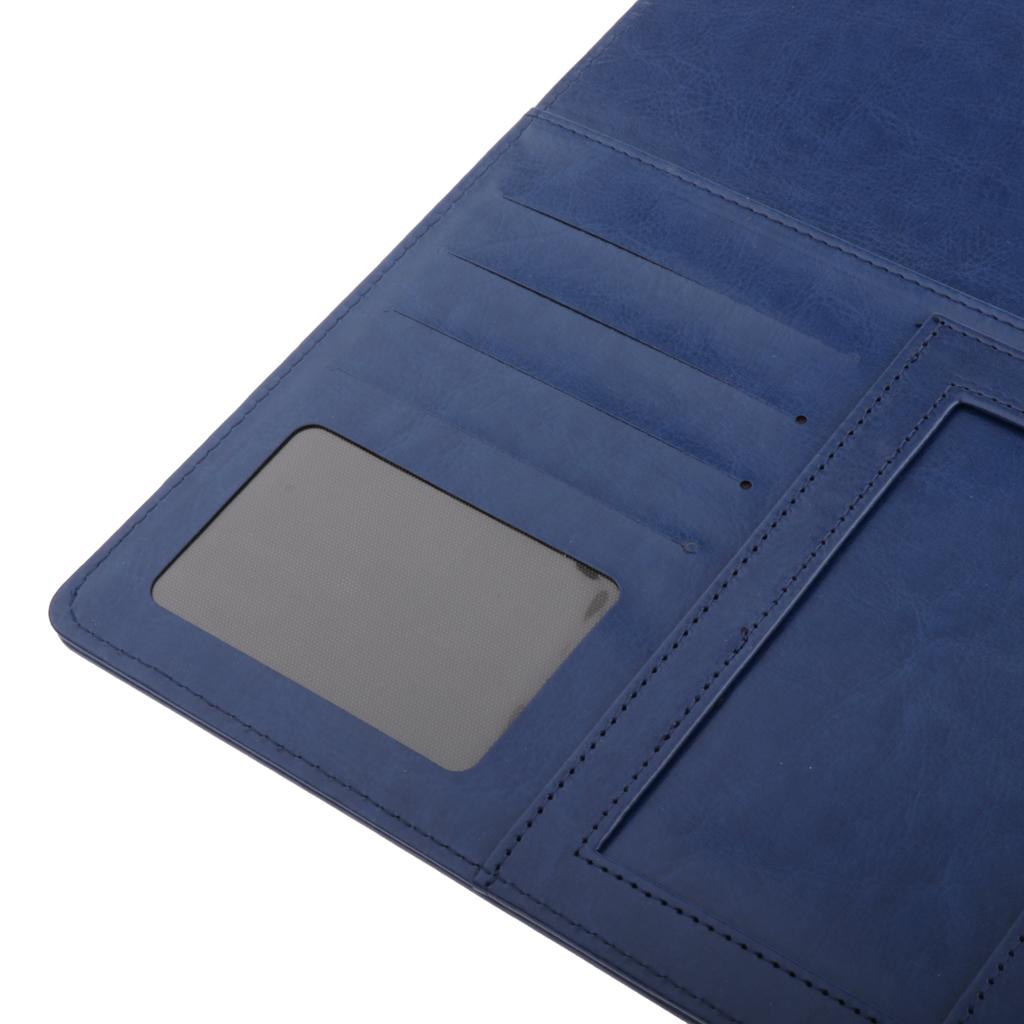 File Folder Paper Organizer Document Holder Writing Pad PU Leather Blue