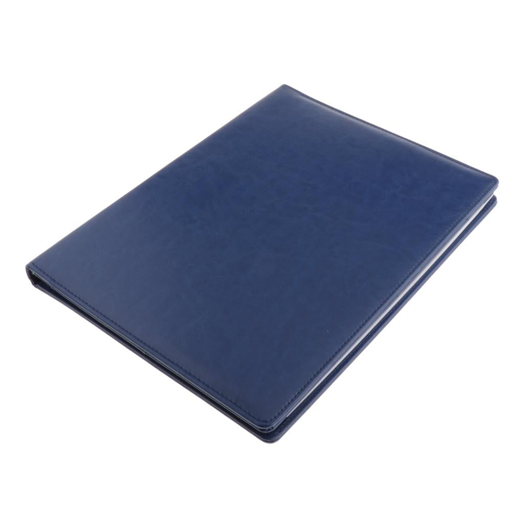 File Folder Paper Organizer Document Holder Writing Pad PU Leather Blue