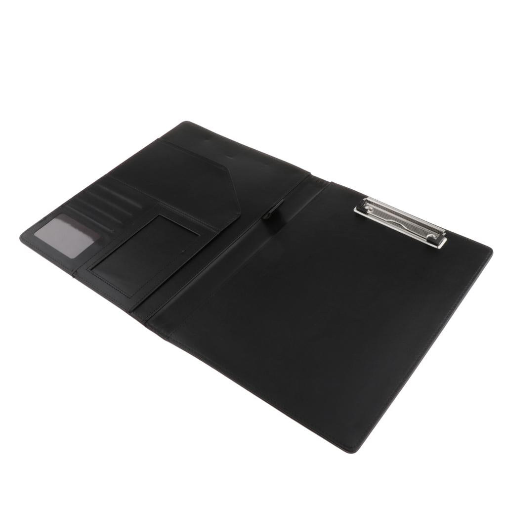 File Folder Paper Organizer Document Holder Writing Pad PU Leather Black-1