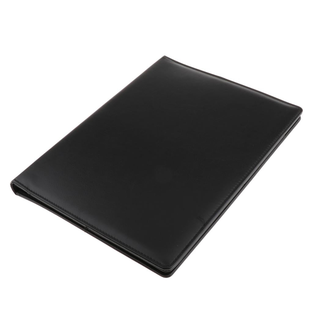File Folder Paper Organizer Document Holder Writing Pad PU Leather Black-1