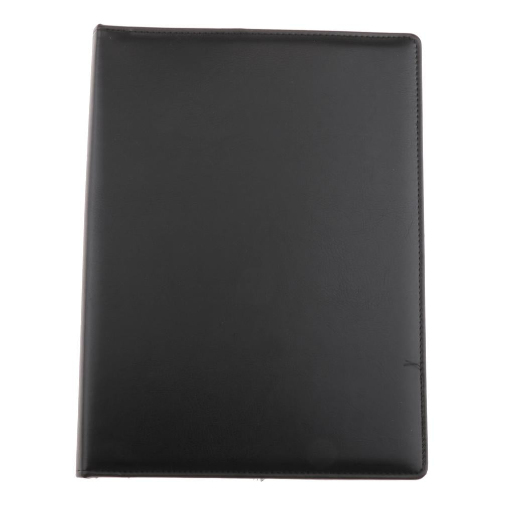 File Folder Paper Organizer Document Holder Writing Pad PU Leather Black-1