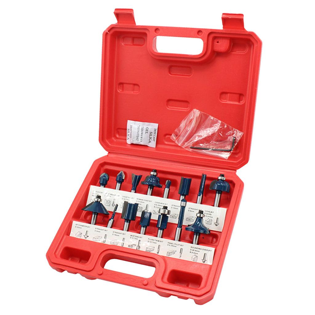 1/4" (6.35mm) Shank Trim Milling Cutter Router Bit Tool Set of 15pcs