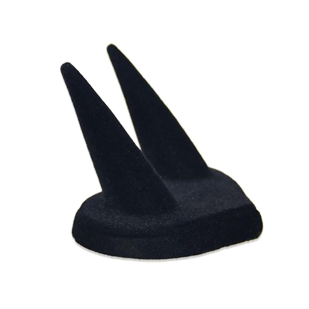 Black Velvet Finger Fingertip Ring Holder Rack Jewelry Storage Showcase 7x5cm