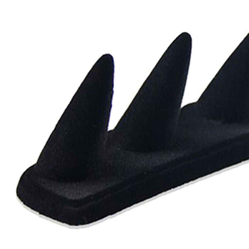 Black Velvet Finger Fingertip Ring Holder Rack Jewelry Storage Showcase 18.5x4.5cm