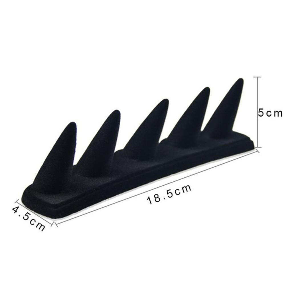 Black Velvet Finger Fingertip Ring Holder Rack Jewelry Storage Showcase 18.5x4.5cm