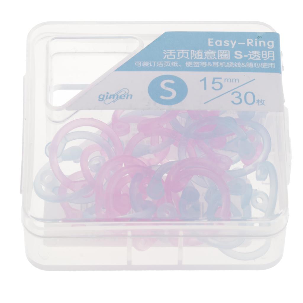 Colored Easy Ring Paper Book Loose Leaf Binder Circles S Clear Pink+Blue