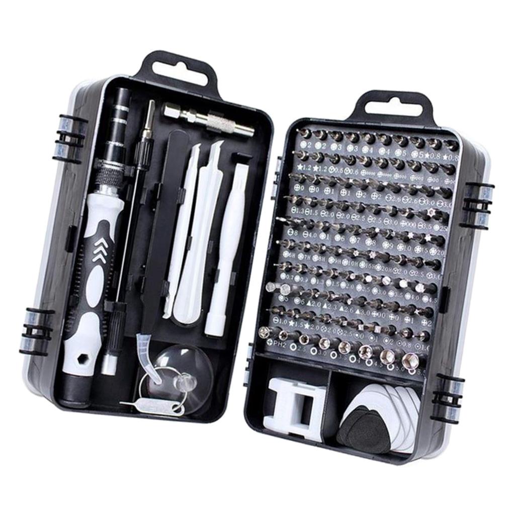 115-IN-1 Steel Screwdriver Set for Watch Repairing Tool Kit Black