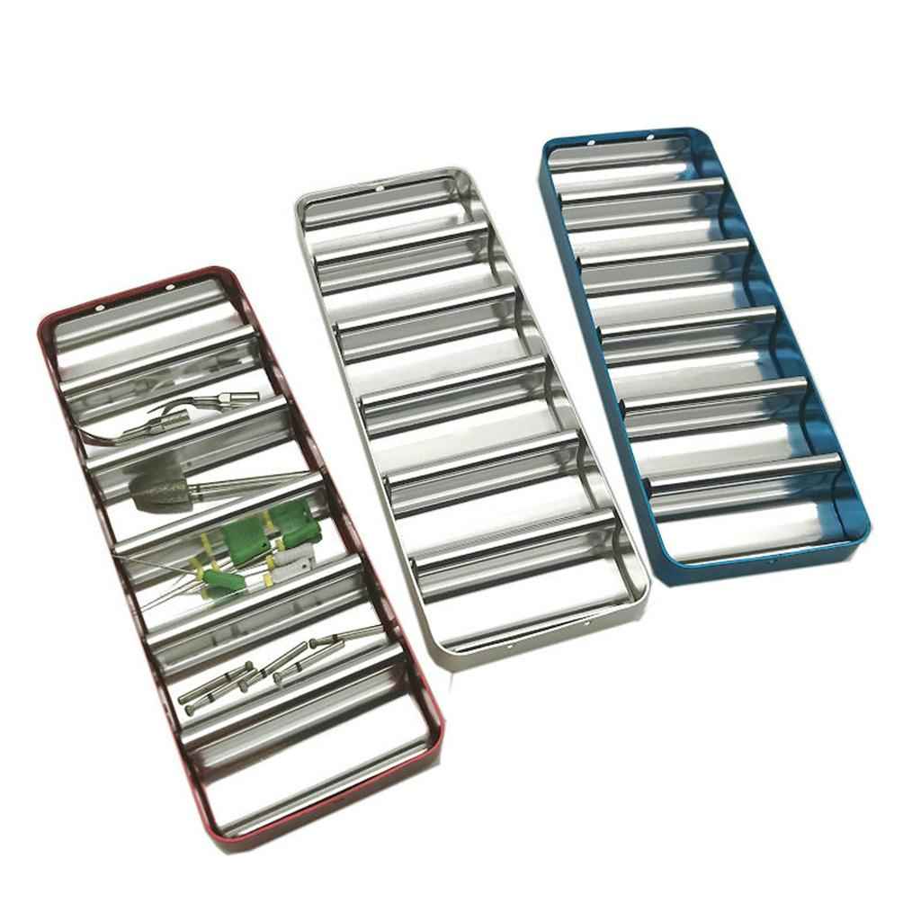 6-grid Dental Disinfection Box Bur Holder Lab Tools Equipment Accs Silver