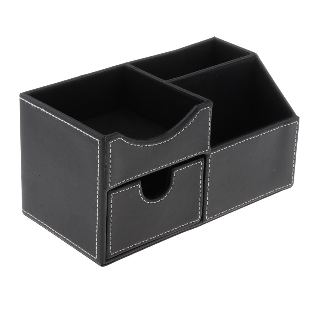 Multifunctional PU Desk Organizer Storage Box Pencil Mobile Phone Pen Holder