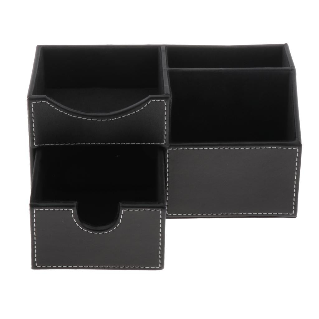 Multifunctional PU Desk Organizer Storage Box Pencil Mobile Phone Pen Holder