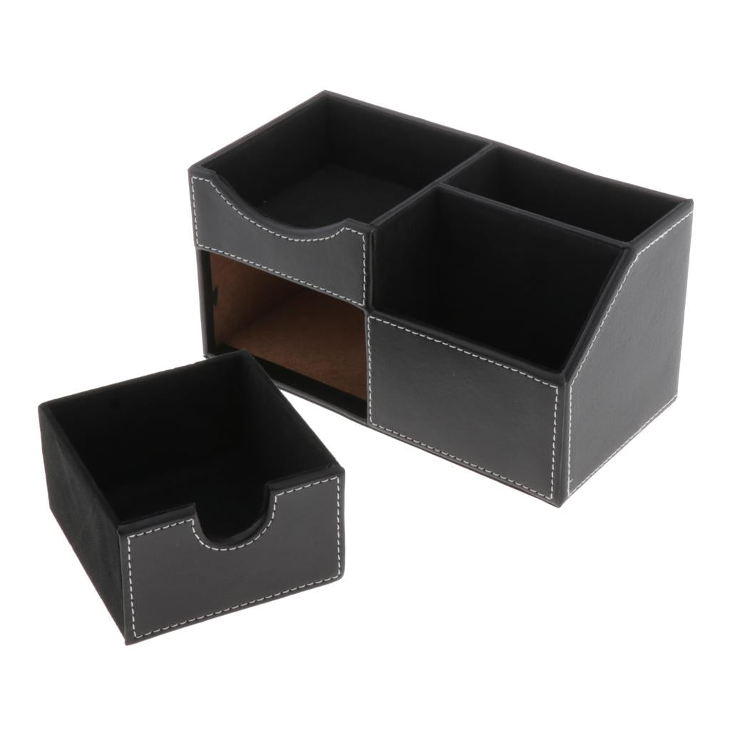 Multifunctional PU Desk Organizer Storage Box Pencil Mobile Phone Pen Holder