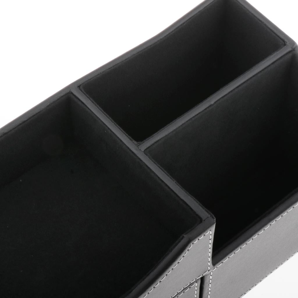 Multifunctional PU Desk Organizer Storage Box Pencil Mobile Phone Pen Holder