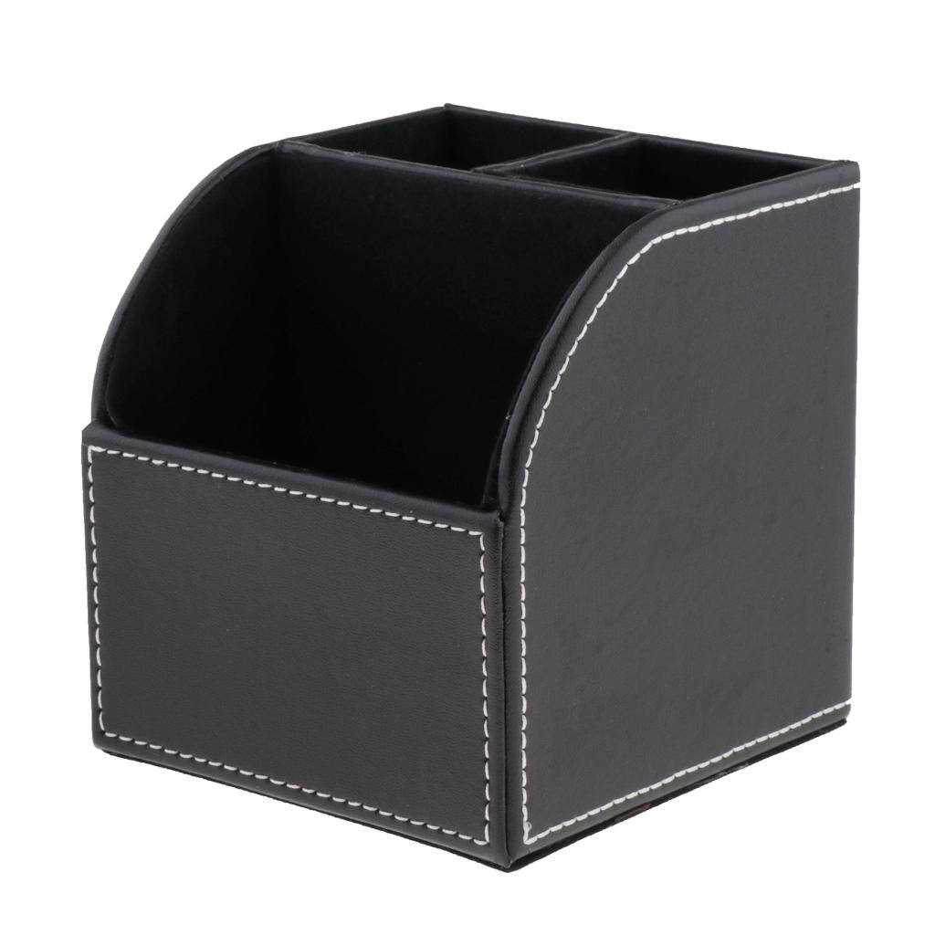 Makeup Brush Eyebrow Set Case 3 Slot Cosmetic Organizer PU Leather Black