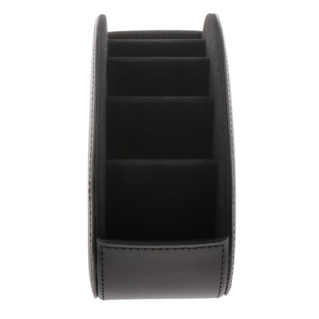 PU Leather Vintage Home Office Desktop Storage Holder Box Organizer Black