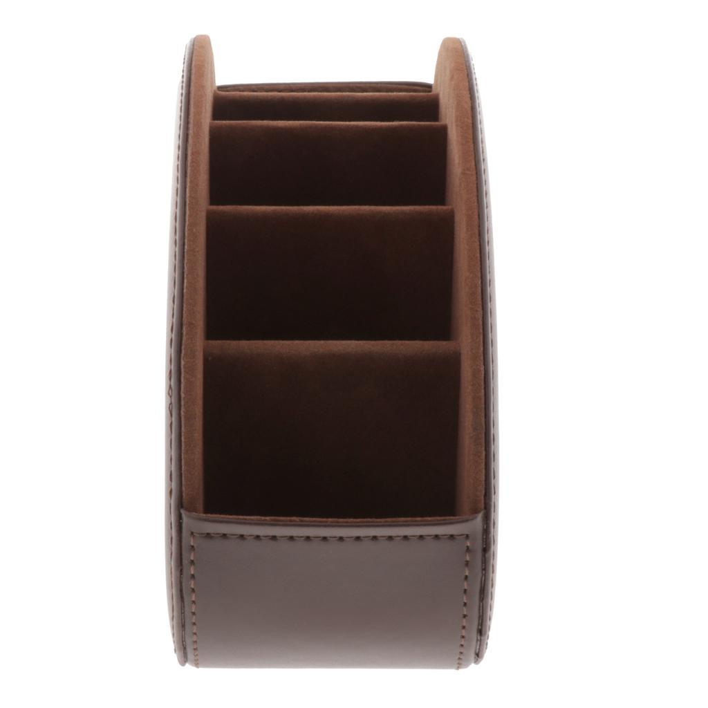 PU Leather Vintage Home Office Desktop Storage Holder Box Organizer Brown