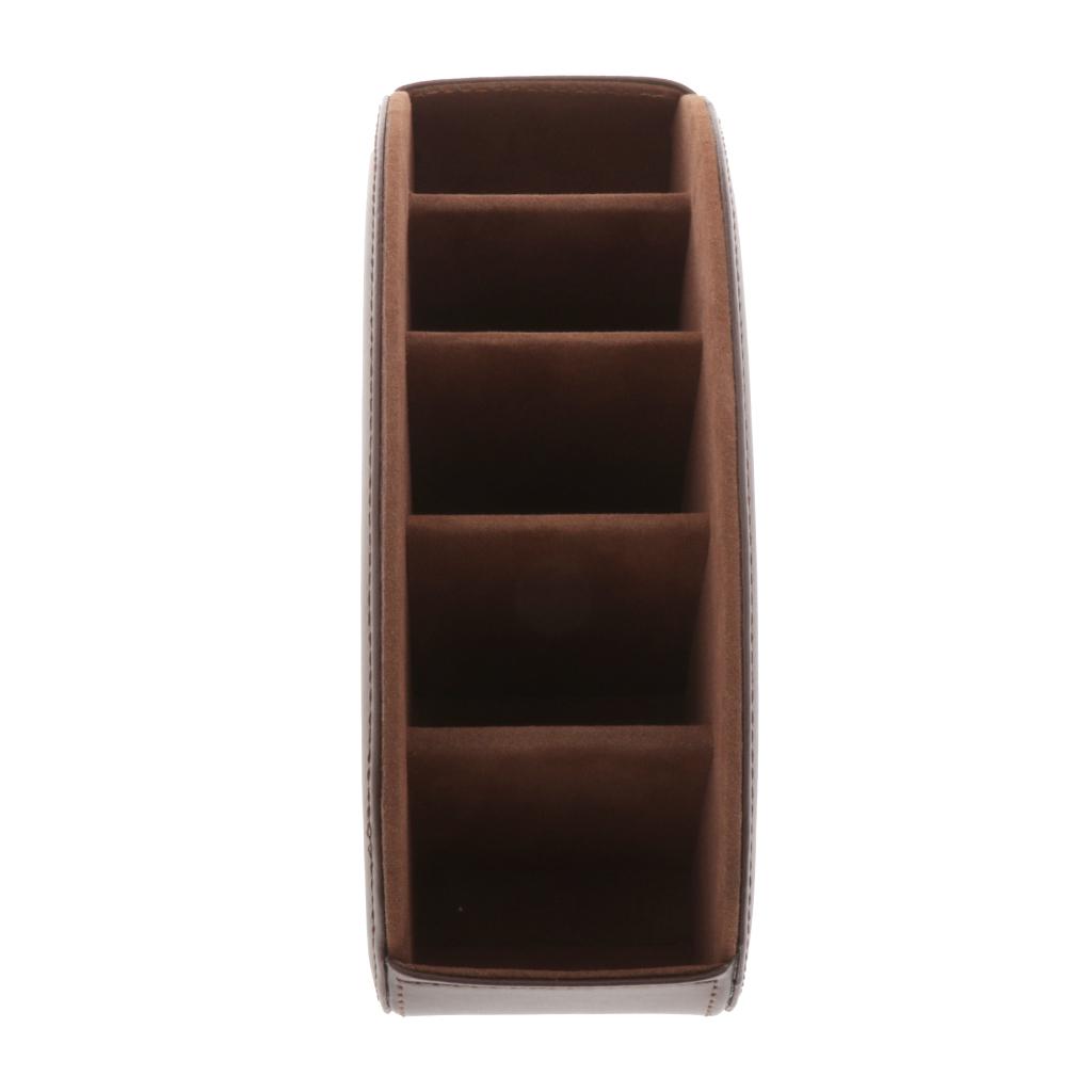 PU Leather Vintage Home Office Desktop Storage Holder Box Organizer Brown