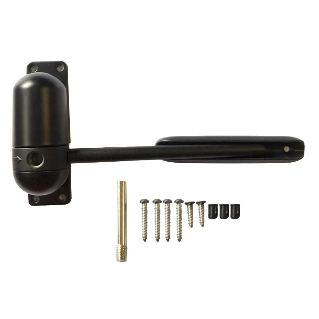 Black Mini Durable Spring Track Door Closer Adjustable Surface Mounted