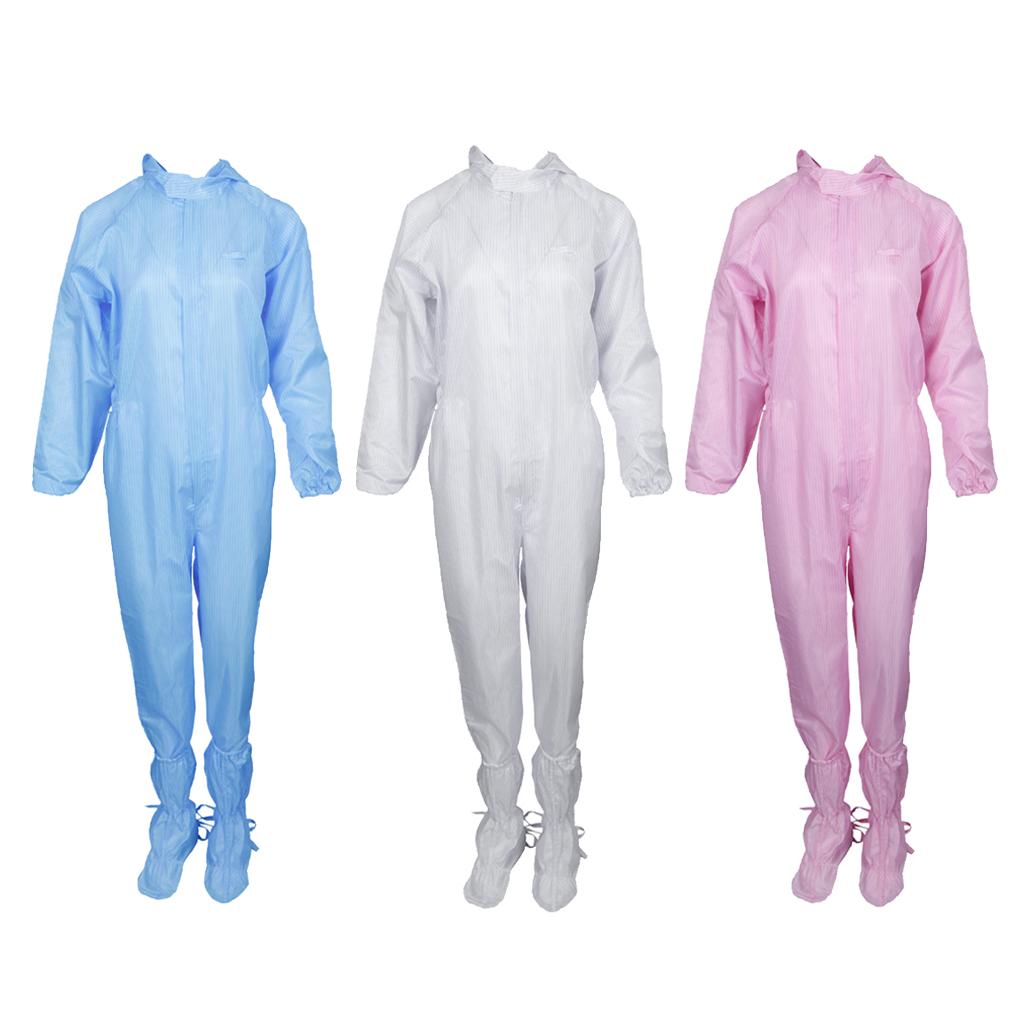 Dust-Proof Protection Clothing Safety Coverall w/ Boots Washable  Blue 2XL