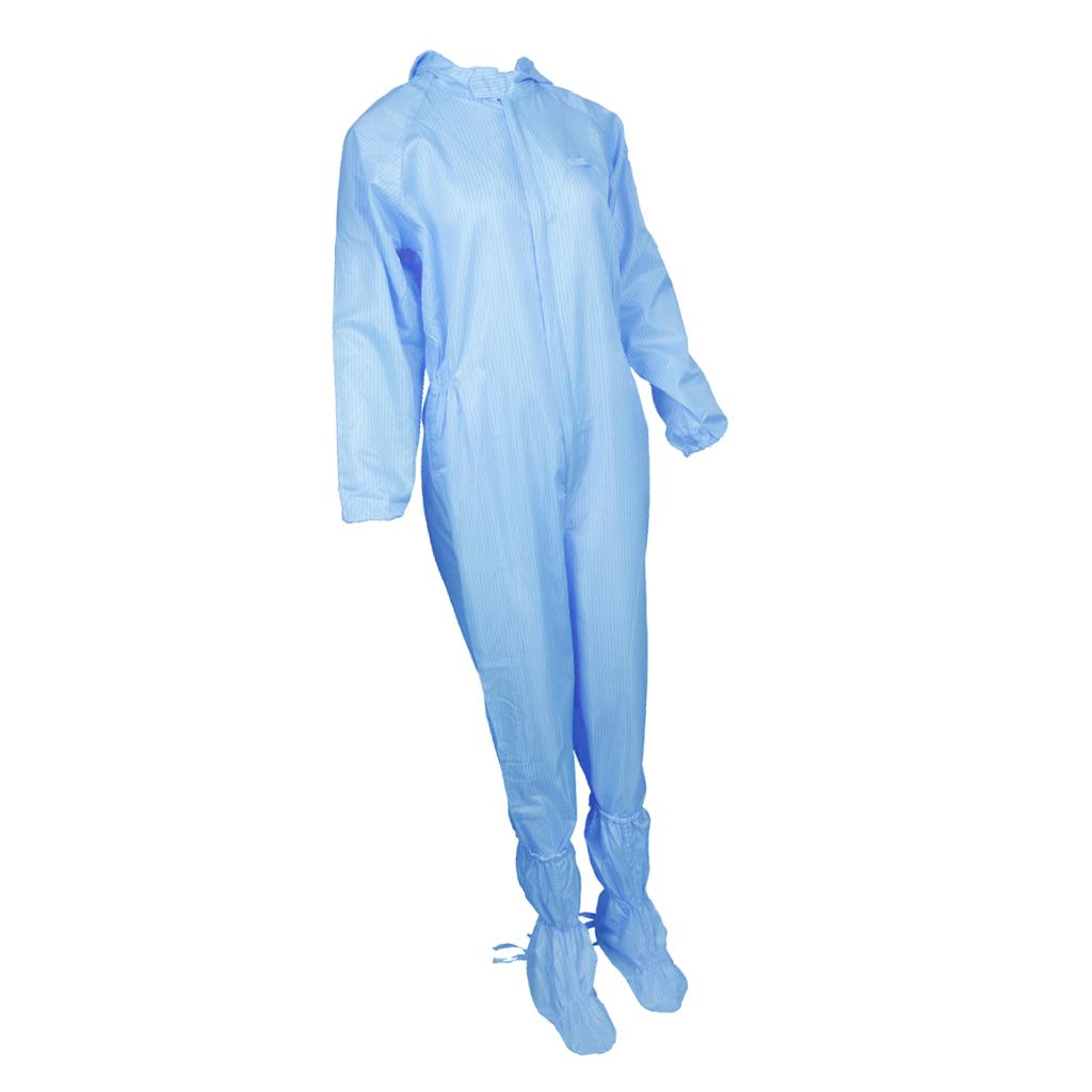 Dust-Proof Protection Clothing Safety Coverall w/ Boots Washable  Blue 3XL