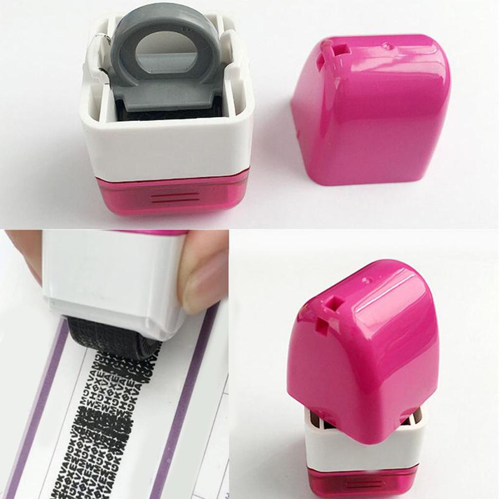 Identity Theft Protection Stamp Roller Anti Theft Guard ID Pink