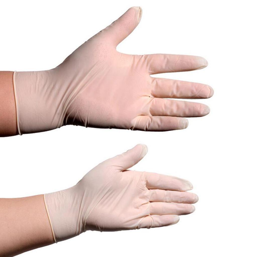 White Rubber Disposable Gloves Powder Latex Free  M