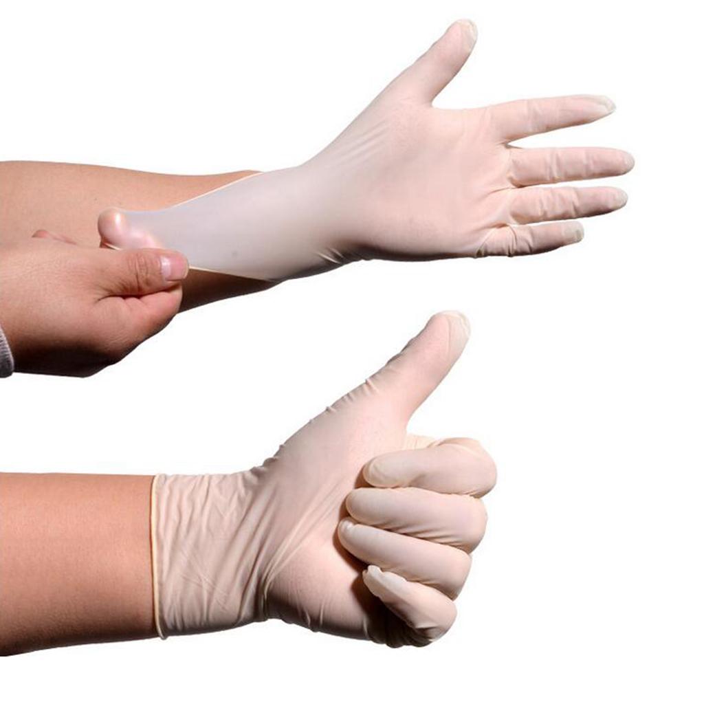 White Rubber Disposable Gloves Powder Latex Free  M