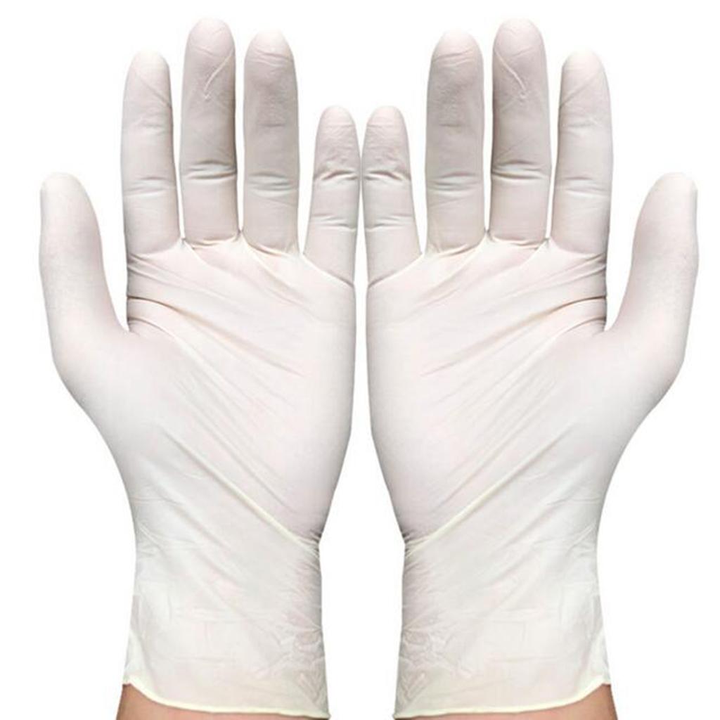 White Rubber Disposable Gloves Powder Latex Free  M