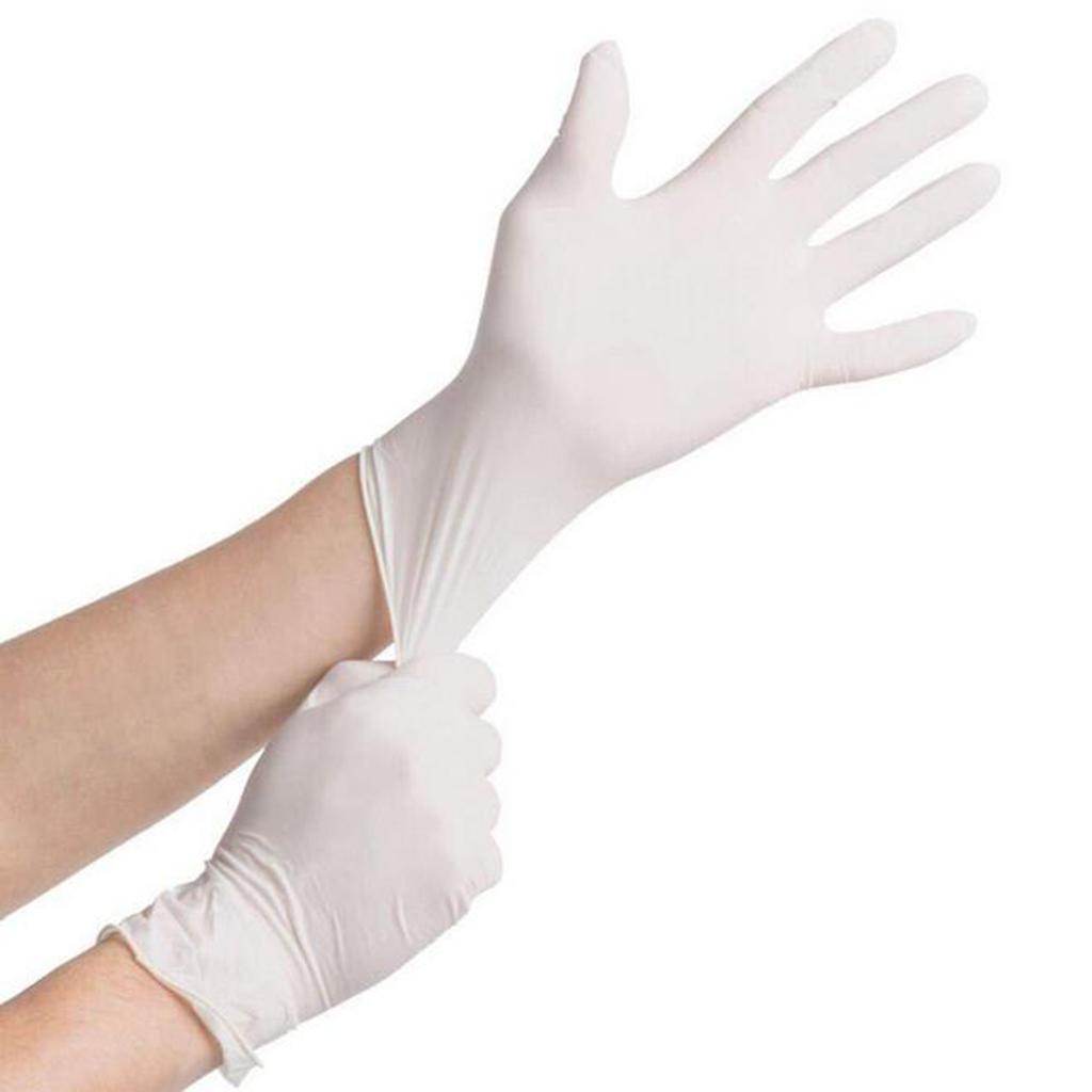 White Rubber Disposable Gloves Powder Latex Free  M