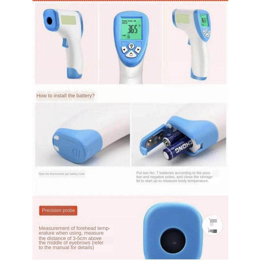 Multifunction No Touch Non Contact Forehead Ear Digital Thermometer -White