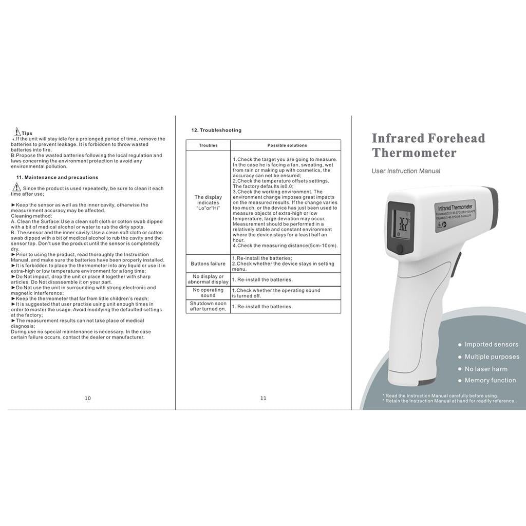 IR Temperature Meter Baby Kids Forehead Non Contact Infrared Thermometer