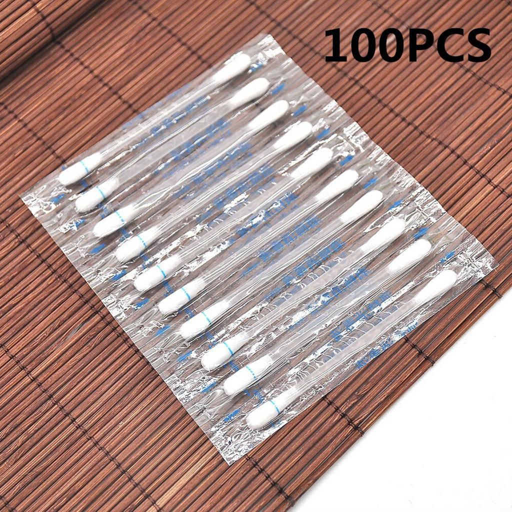 100Pcs Double Heads Disposable Alcohol Stick Disinfected Cotton Swabs Kit