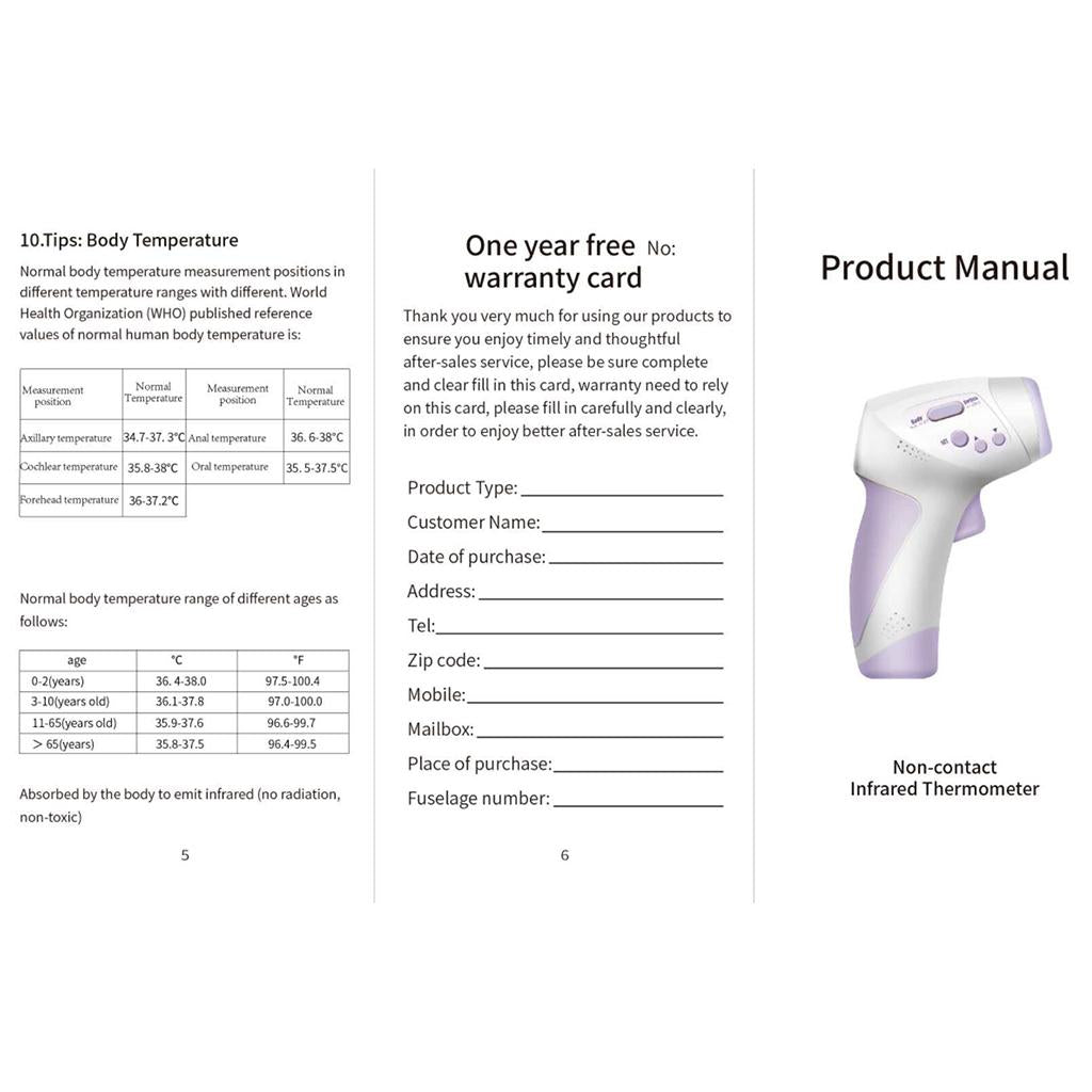 Waterproof Electronic Non-contact Forehead Infrared Thermometer Measurement