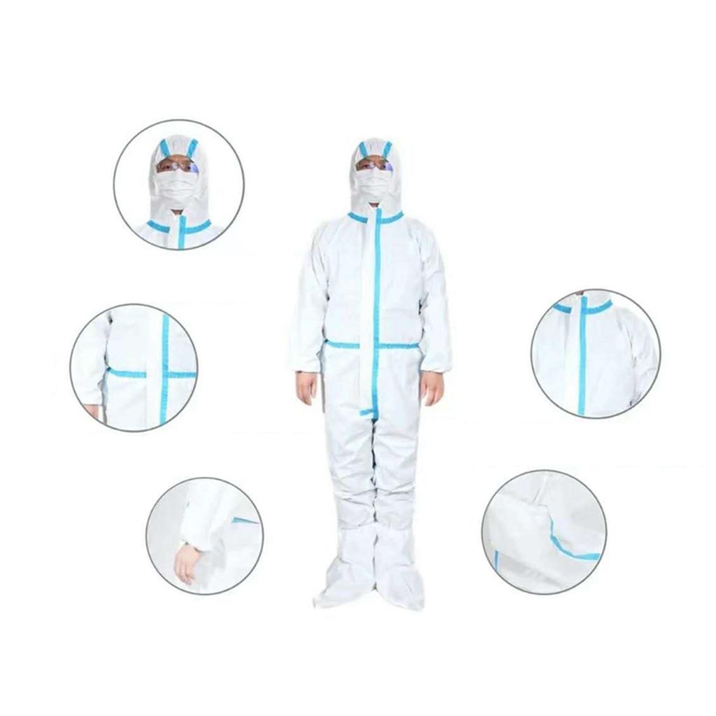 1 Piece One-Piece PVC Protective Hooded Isolation Suit w/ Zip Front Opening