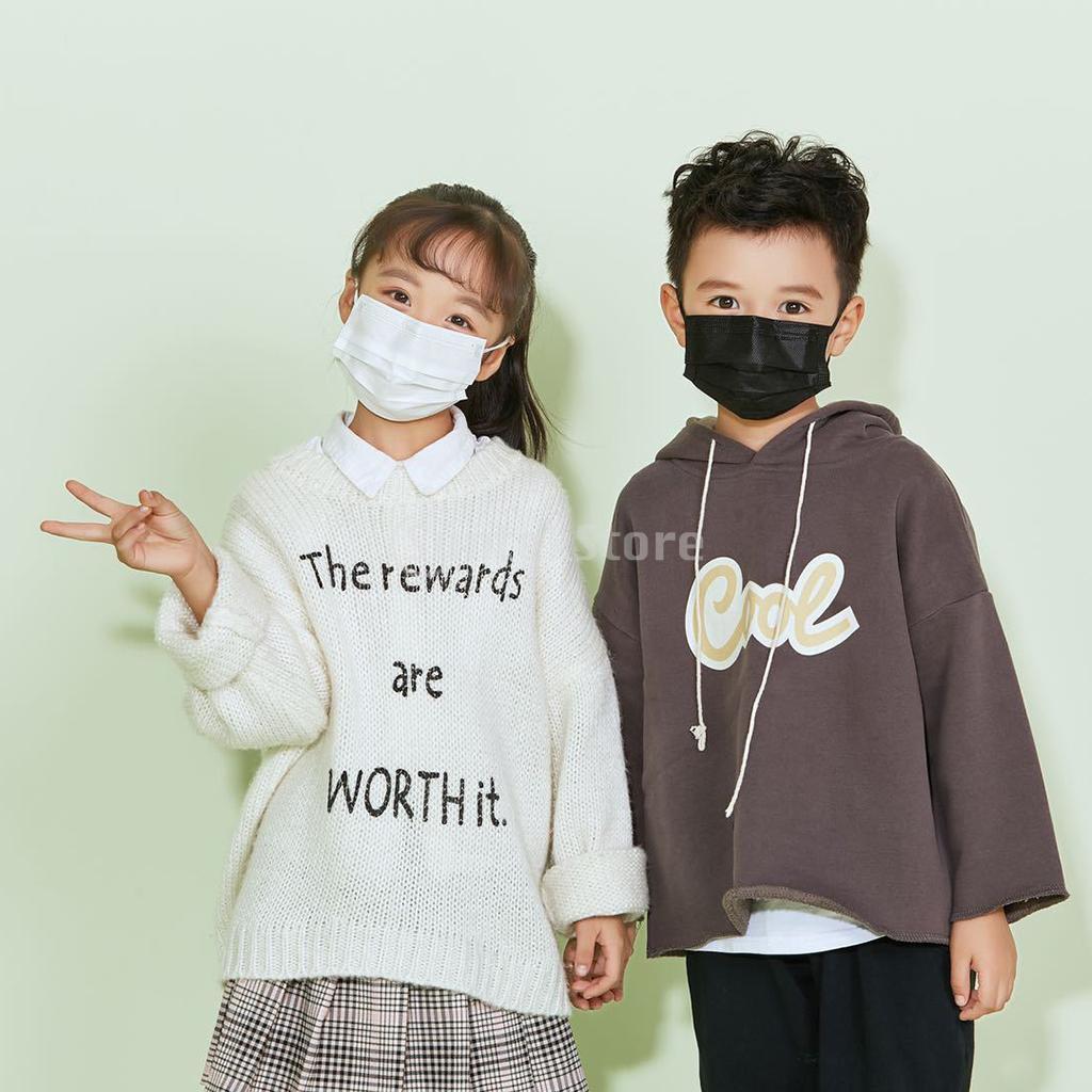 Children'S Dust Proof Breathable Protective Three Layer Anti Fog Mask Black