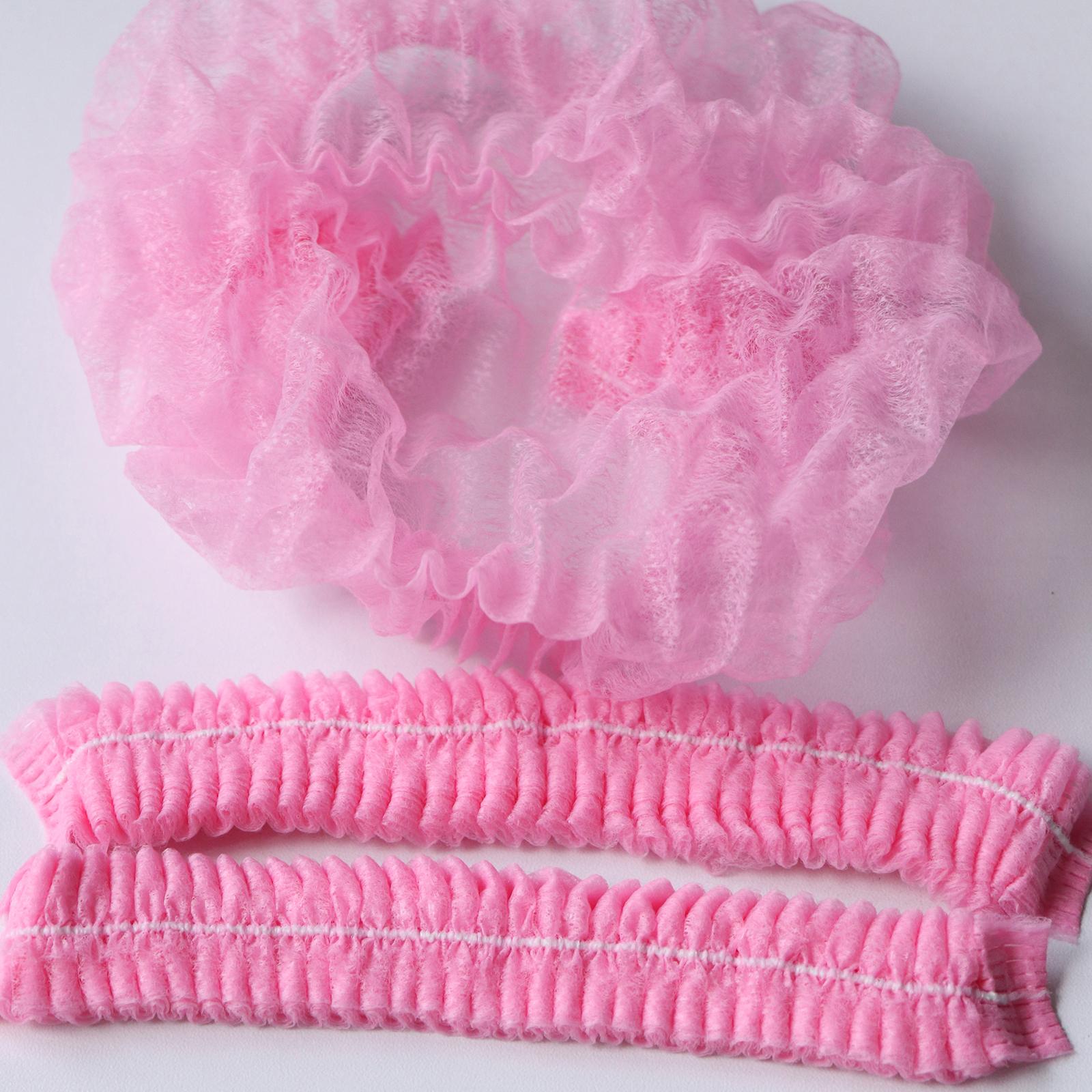 100 Pieces Disposable Hair Head Covers Net Bouffant Cap Non Woven Pink