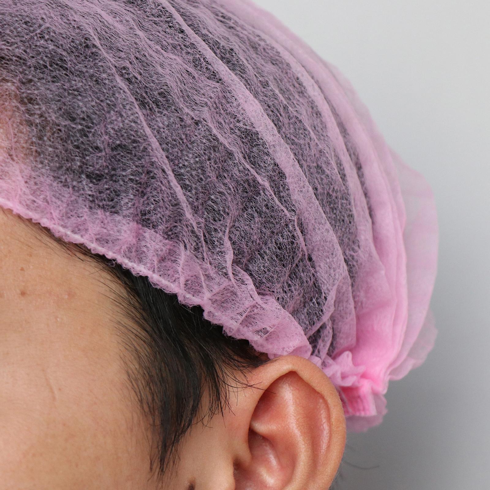 100 Pieces Disposable Hair Head Covers Net Bouffant Cap Non Woven Pink