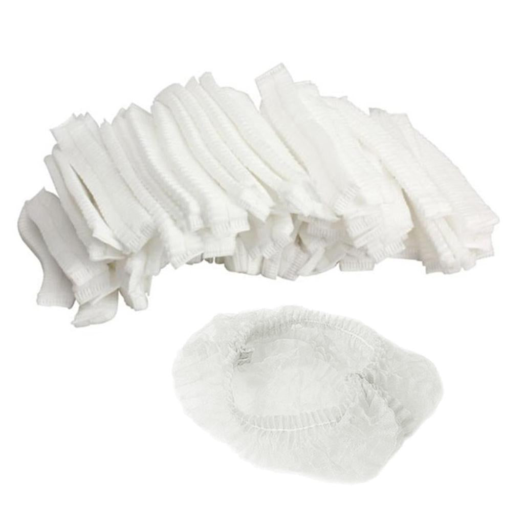 100 Pieces Disposable Hair Head Covers Net Bouffant Cap Non Woven White