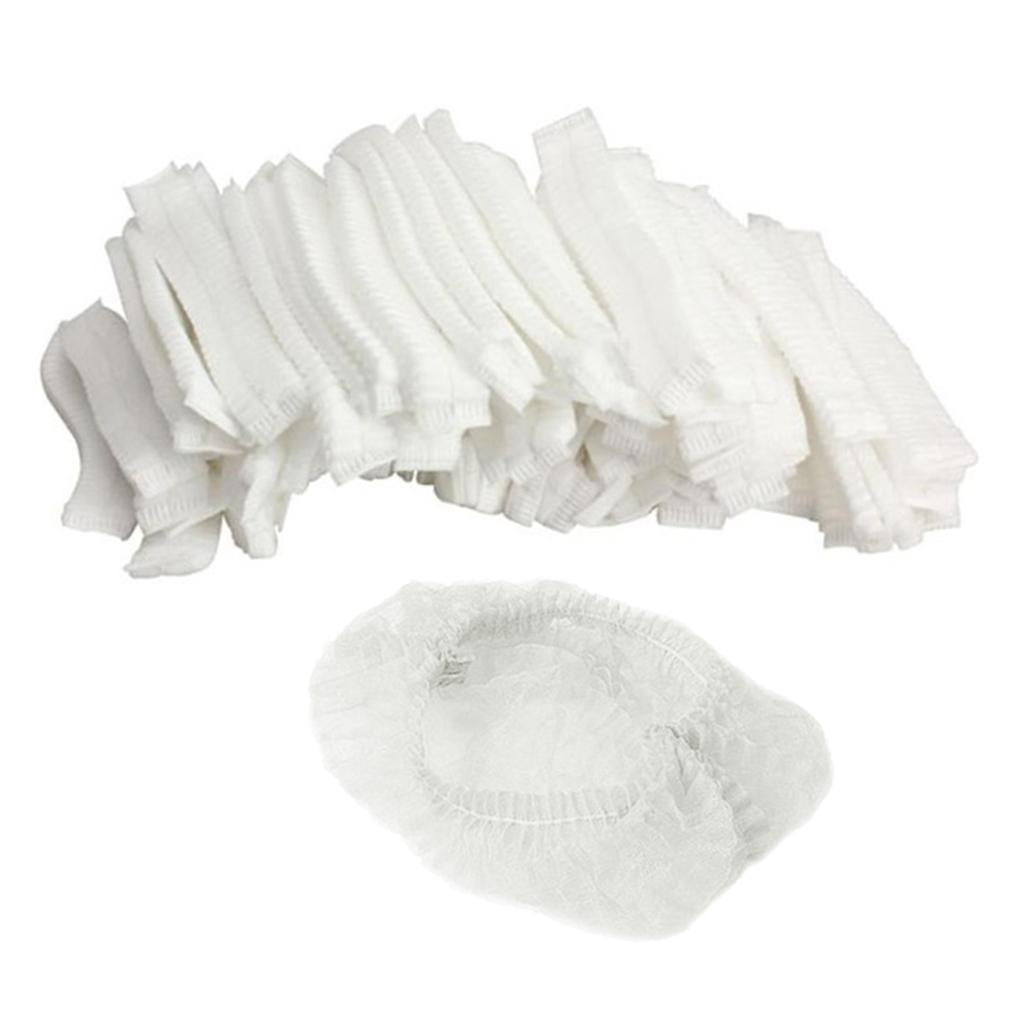 100 Pieces Disposable Hair Head Covers Net Bouffant Cap Non Woven White