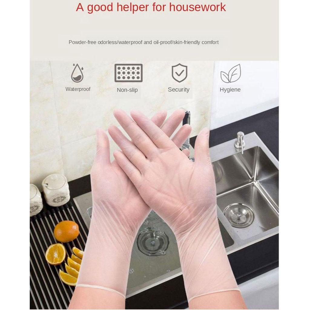 PVC Disposable Gloves Transparent Food Gloves for Cooking Kitchen Cleaning S