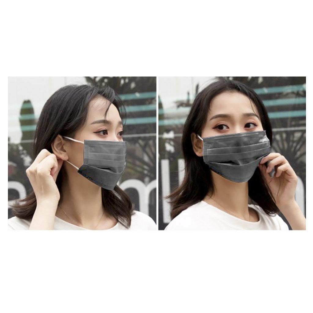 30PCS  Activated Carbon Disposable Face Mask Anti Dust Haze Protection Grey