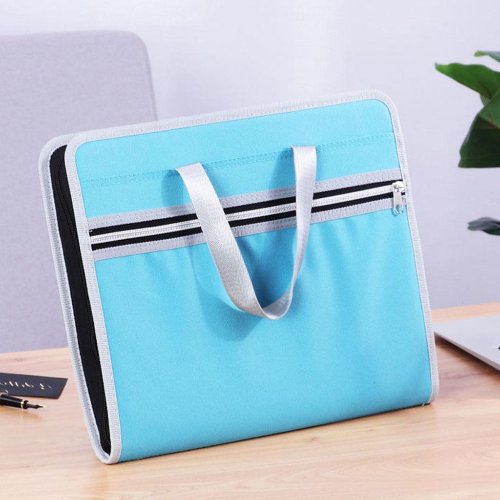 13 Pockets File Folder Document Bag with A4 Size Portable Organizer Blue