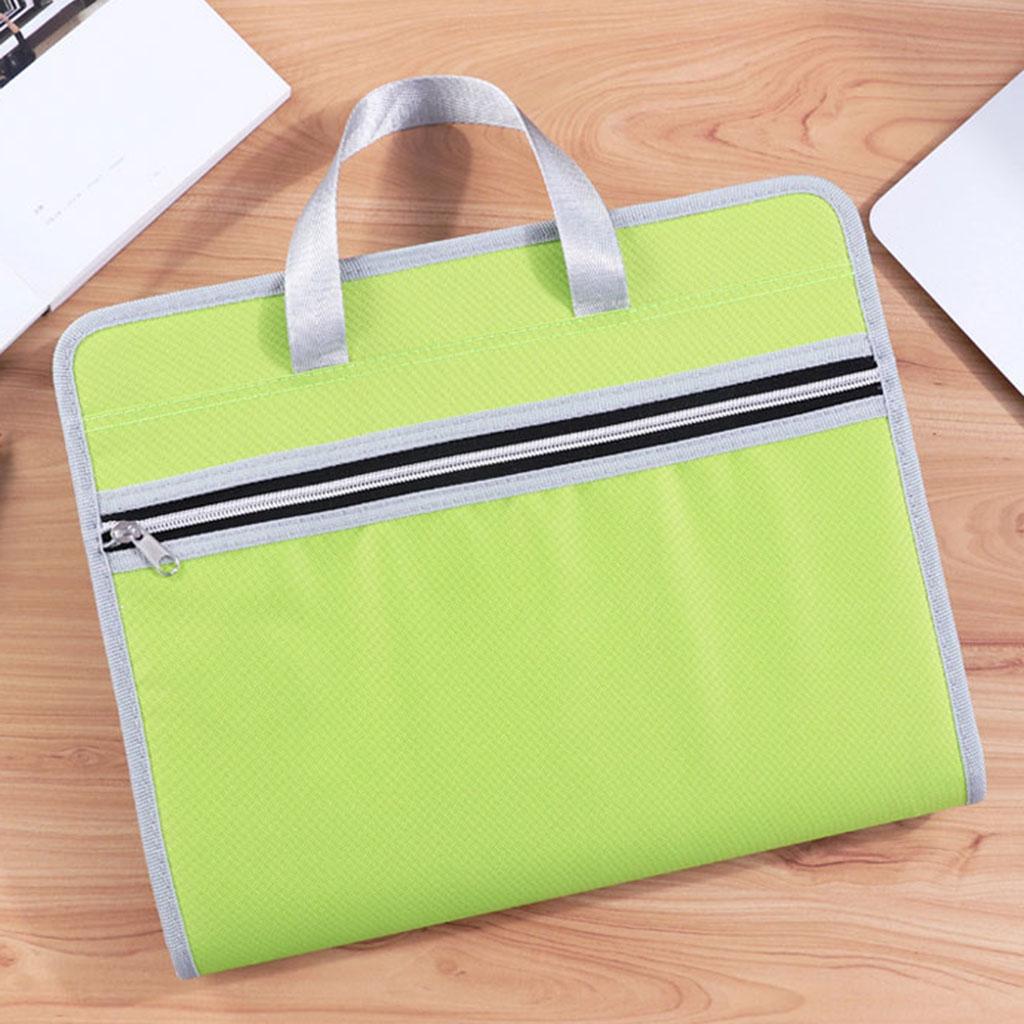 13 Pockets File Folder Document Bag with A4 Size Portable Organizer Green